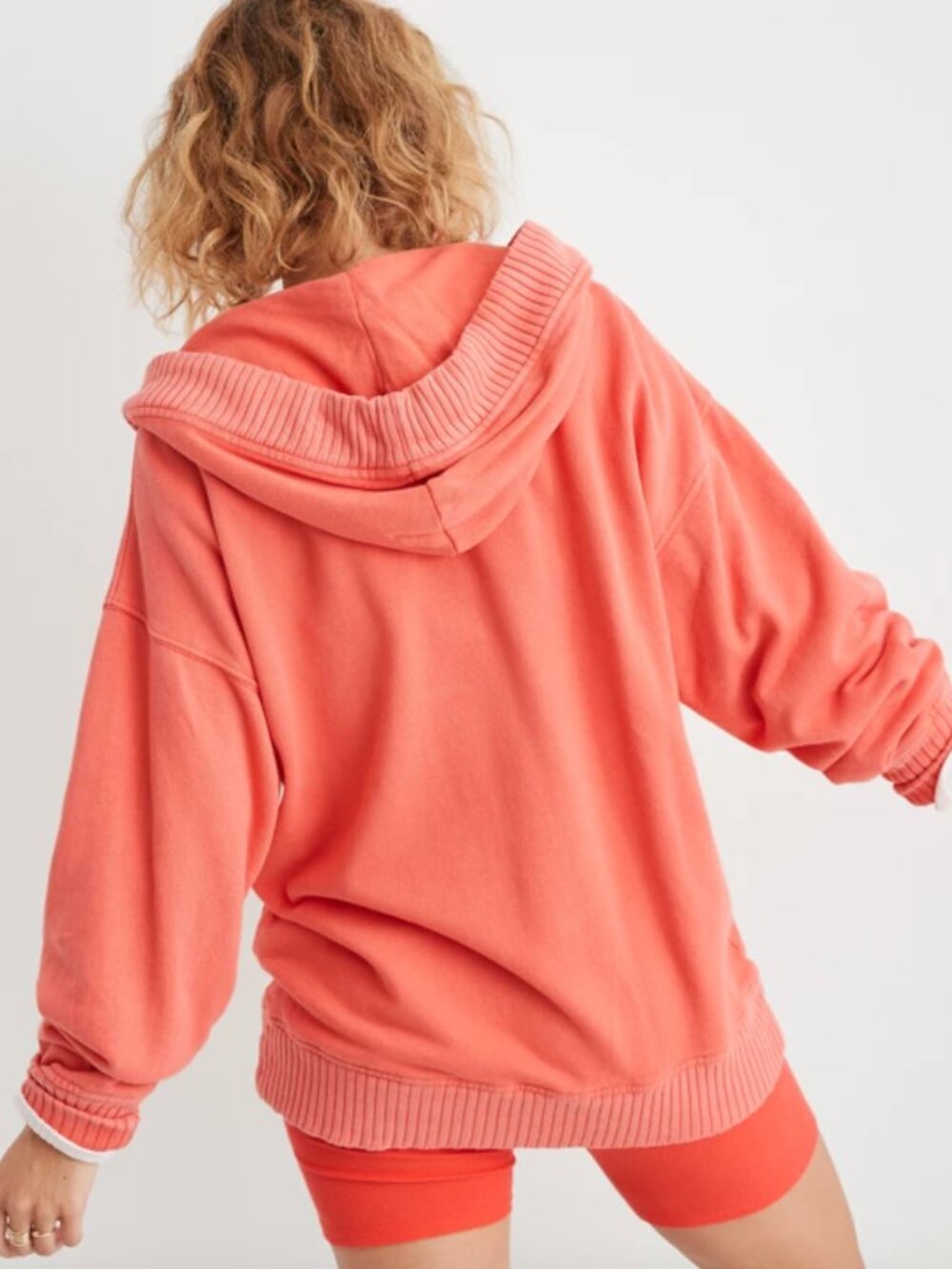 Aerie Down-To-Earth Henley Oversized Hoodie Starburst Orange Size Small - Picture 6 of 6